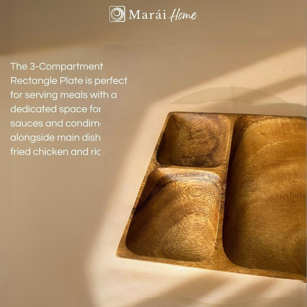 3-Compartment Rectangle Plate