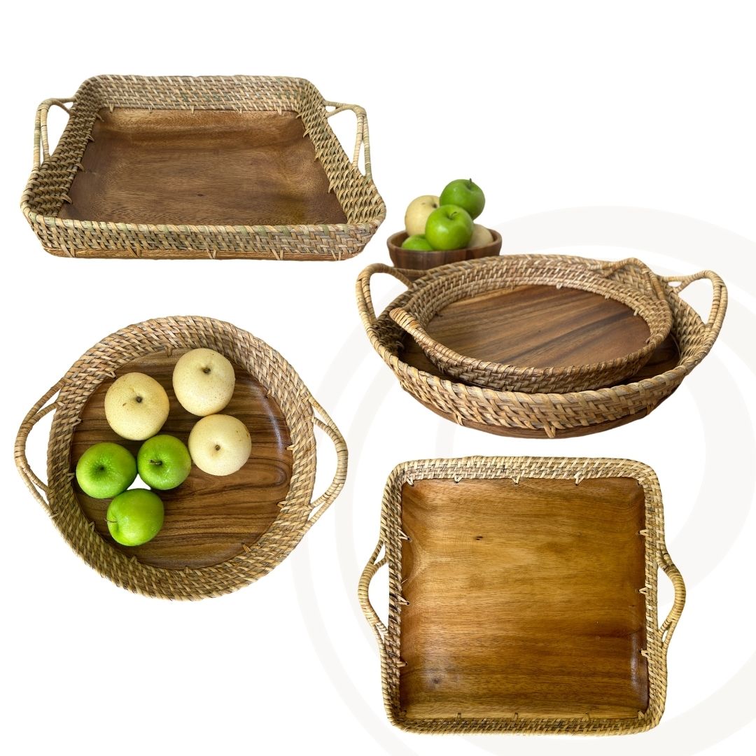 Serving/Fruit Tray (Rattan-Acacia Fusion)