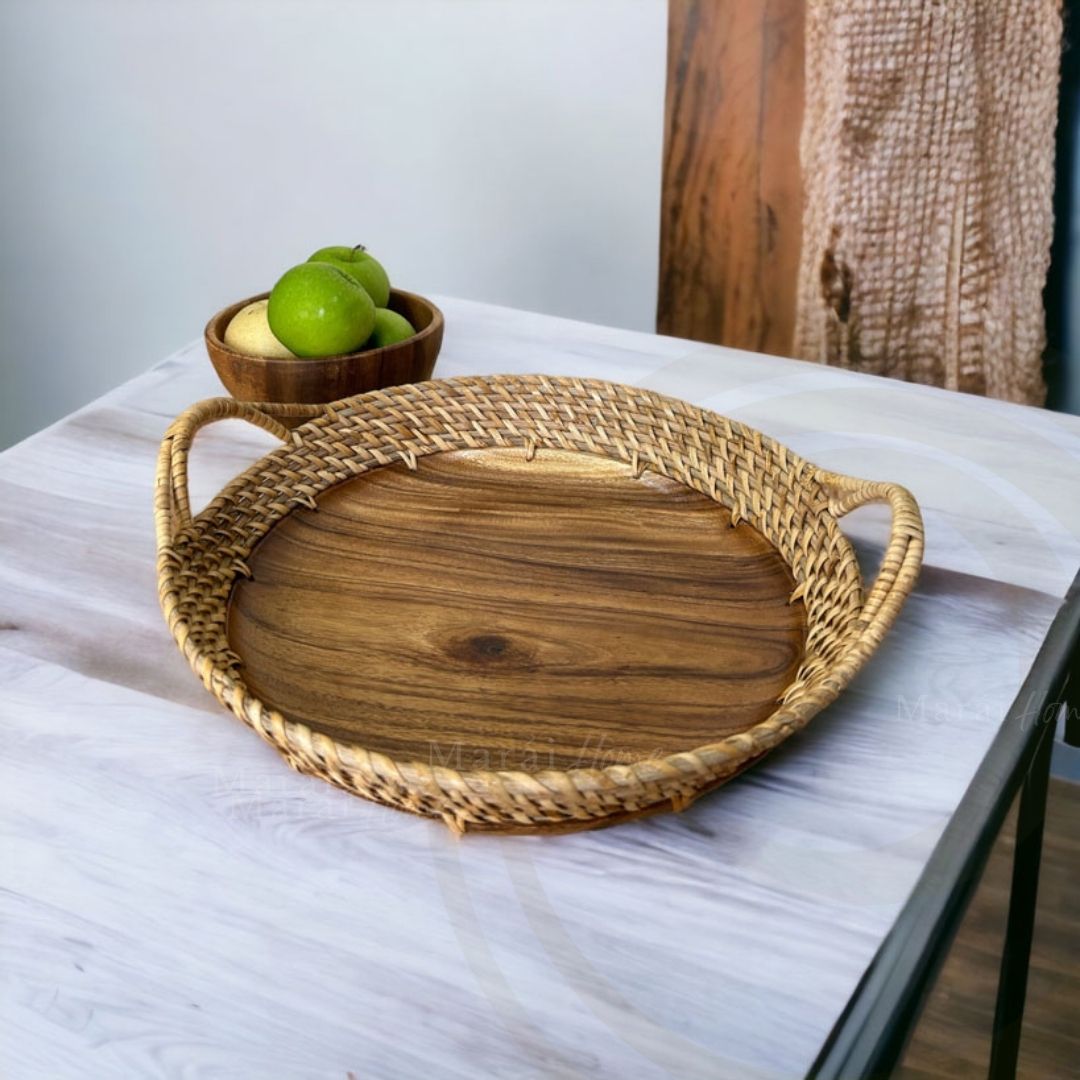 Serving/Fruit Tray (Rattan-Acacia Fusion)