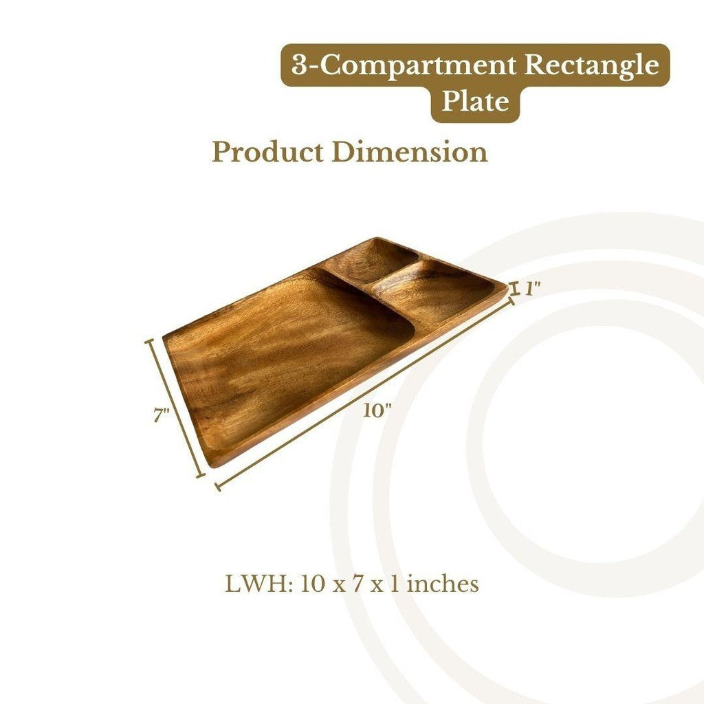 3-Compartment Rectangle Plate