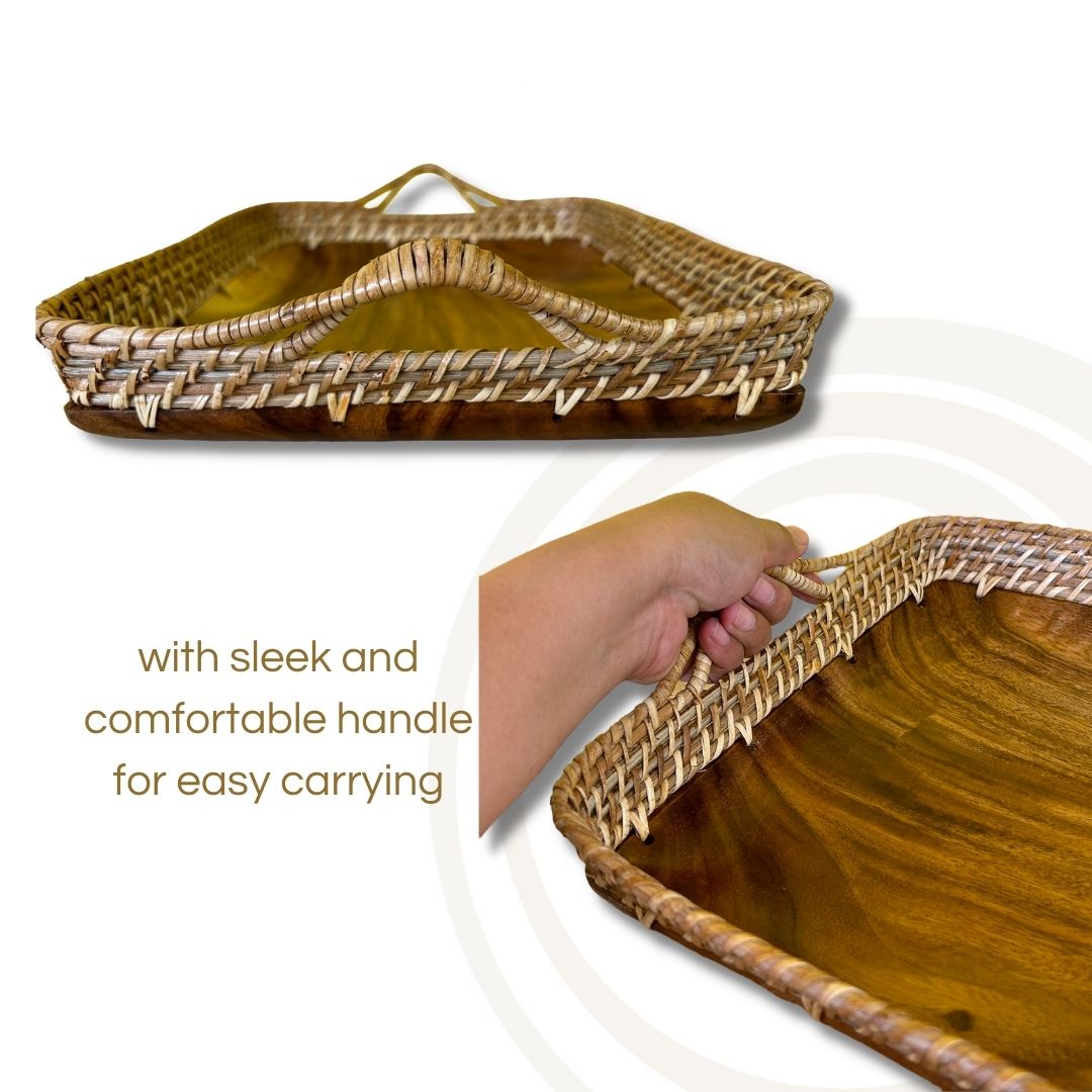 Serving/Fruit Tray (Rattan-Acacia Fusion)