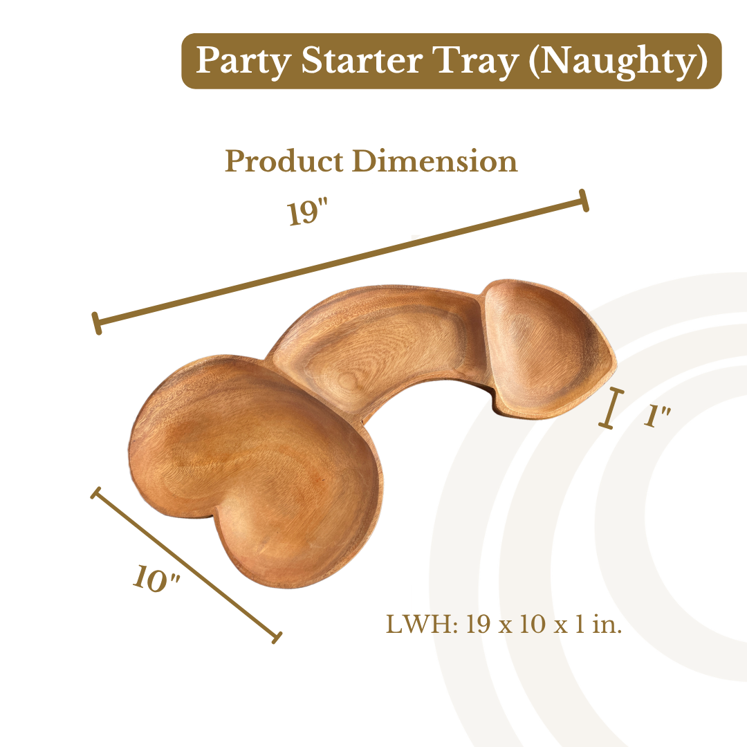 Marai Home Party Starter (Naughty Design) | Funny Charcuterie Board | Acacia Wood Serving Tray | Bachelorette Party Platter | Bachelor Party Board | Novelty Serving Tray