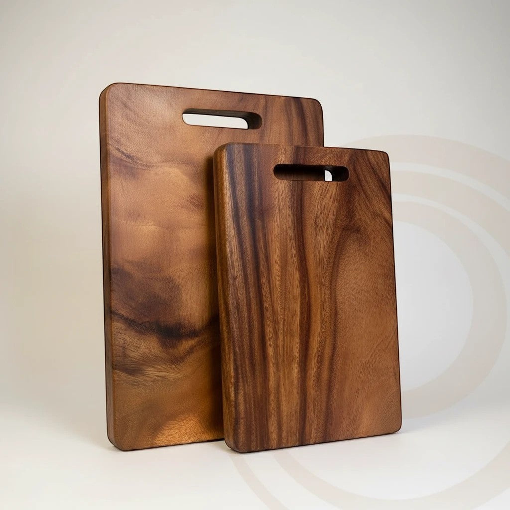 Marai Home Classic Acacia Wood Chopping Board with handle slot, natural wood grain, medium size