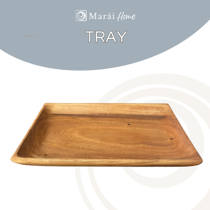 Marai Home Wood Serving Rectangle Tray| Rectangular Serving Platter | Charcuterie Board | Coffee Table Tray | Handmade Wooden Tray