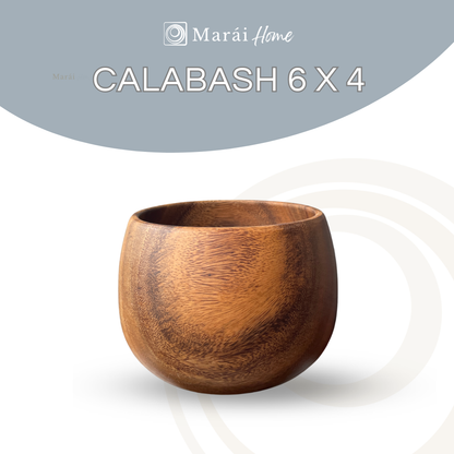 Marai Home Calabash Bowl 6x4Acacia Wood Bowl | Wooden Serving Bowl | Salad Bowl | Snack Bowl | Handmade Wooden Dinnerware | Rustic Kitchen Decor