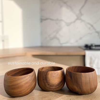 Marai Home Calabash Bowl 6x4Acacia Wood Bowl | Wooden Serving Bowl | Salad Bowl | Snack Bowl | Handmade Wooden Dinnerware | Rustic Kitchen Decor