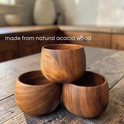 Marai Home Calabash Bowl 6x4Acacia Wood Bowl | Wooden Serving Bowl | Salad Bowl | Snack Bowl | Handmade Wooden Dinnerware | Rustic Kitchen Decor