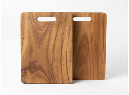 Marai Home Sustainable Seconds medium acacia wood chopping board with handle cutout, natural wood grain.