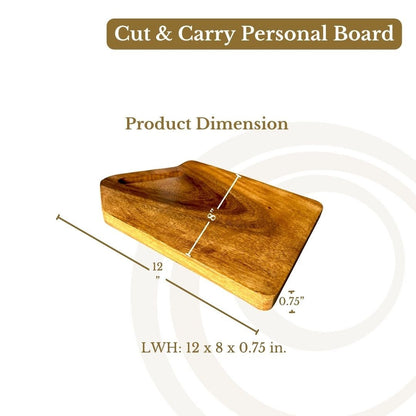 Marai Home Cut & Carry Personal Board, solid acacia wood, natural wood grain, ideal for cutting, serving cheese or bread, or decor.