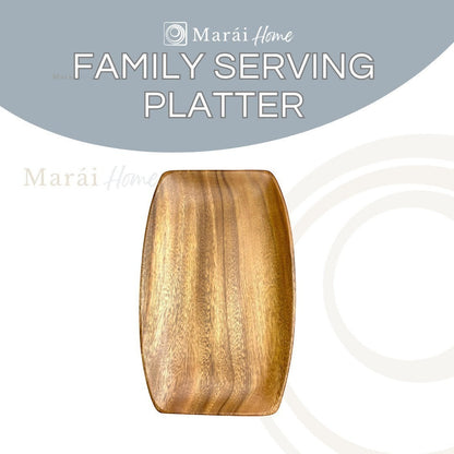 Marai Home rectangular wooden family serving platter with natural grain finish for shared meals and appetizers