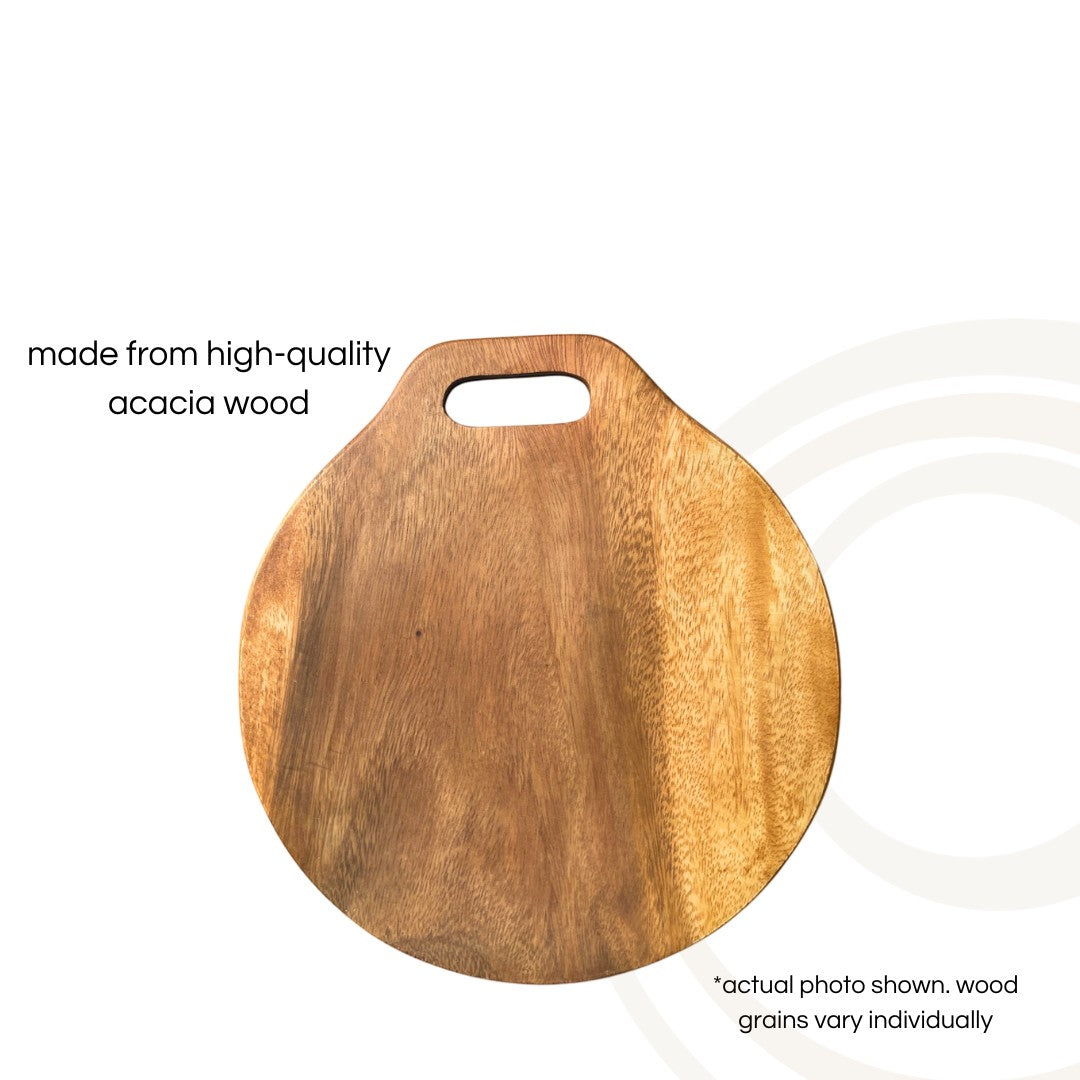 Marai Home Classic Round Acacia Wood Serving Board with Handle